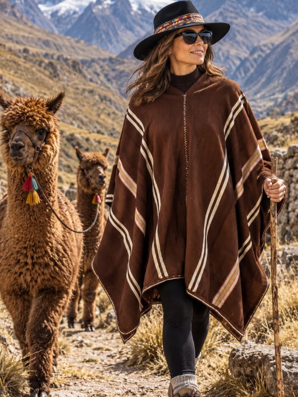 Antique Handwoven Women's Andean Wool Poncho | Authentic Peruvian Artisan Cape |